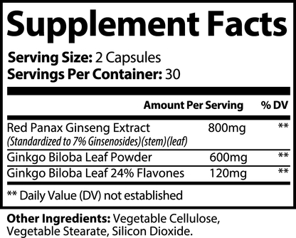 Ginkgo Biloba + Ginseng ingredients